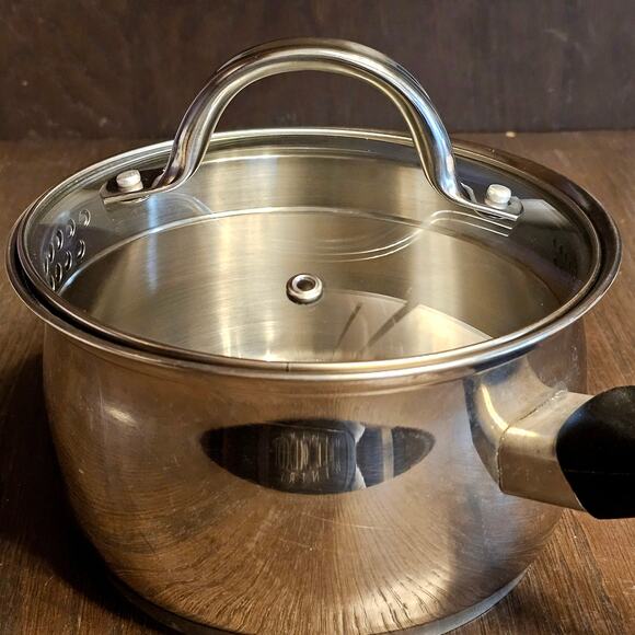 Vintage BELGIQUE 2 Qt. Sauce Pan Stainless Black Handle with Lid - Picture 2 of 5